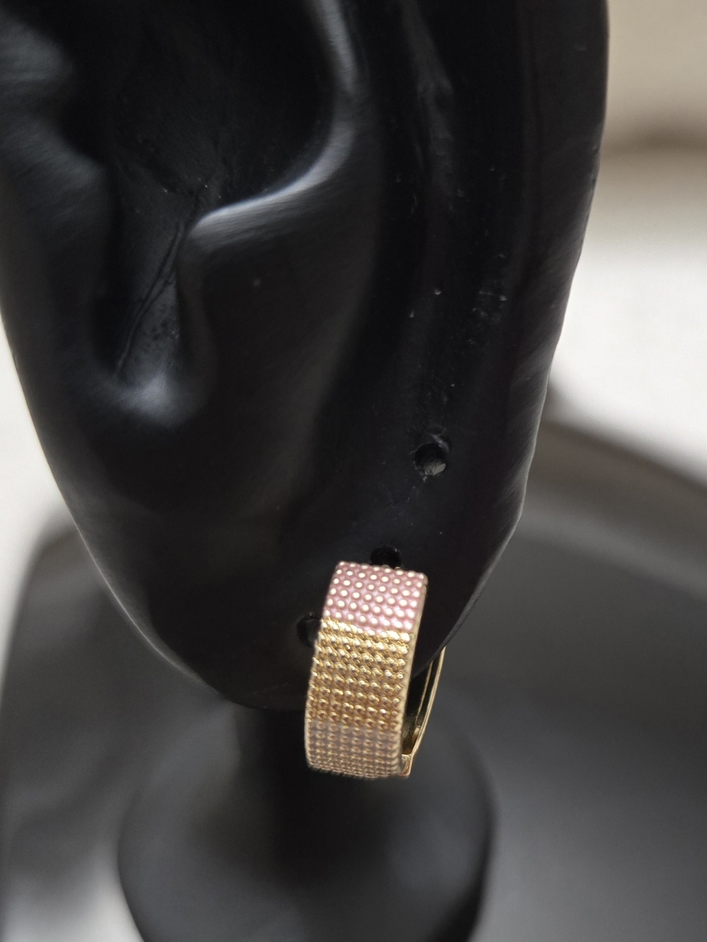 Gold and Pink Textured Hoop Earrings - Women Jewelry